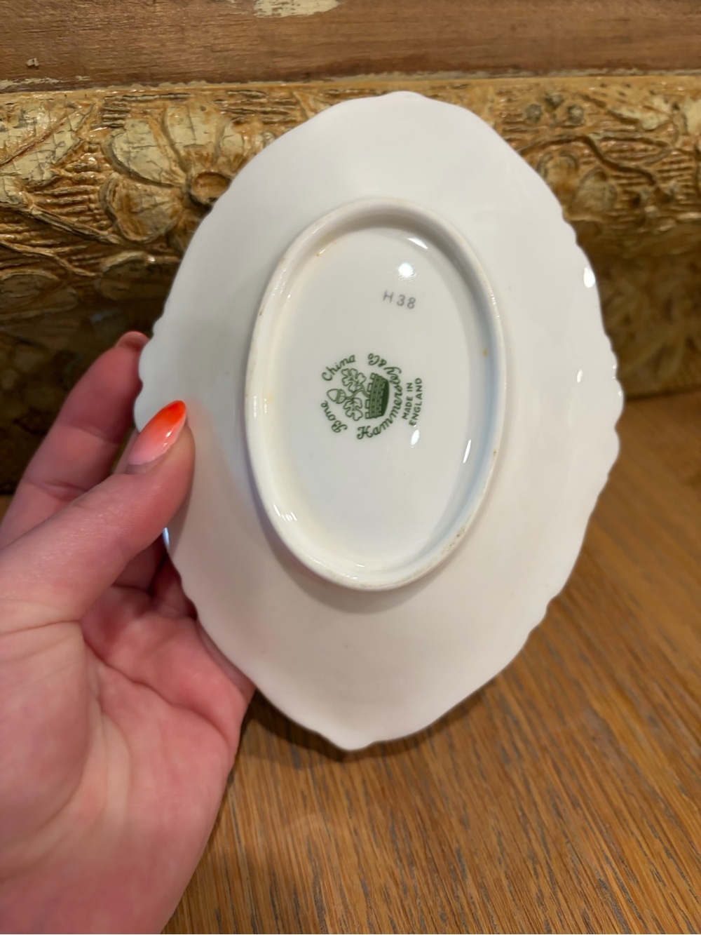 Vintage Hammersley Bone China Bird of Paradise Oval Pin Dish Tray Gilt England - Picture 4 of 5